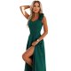 Rochie eleganta lunga verde cu floare pe bust MoniqueW 6 - jojofashion.ro