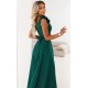 Rochie eleganta lunga verde cu floare pe bust MoniqueW 4 - jojofashion.ro