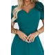 Rochie eleganta lunga verde cu trandafir pe bust vaporoasa Rosalinda 5 - jojofashion.ro