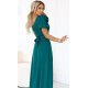 Rochie eleganta lunga verde cu trandafir pe bust vaporoasa Rosalinda 4 - jojofashion.ro