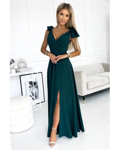 Rochie lunga eleganta verde petrecuta Soranya Rochii lungi, Rochie lunga eleganta verde petrecuta Soranya - jojofashion.ro