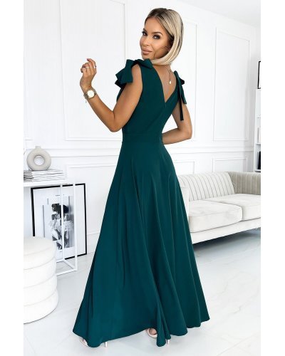 Rochie lunga eleganta verde petrecuta Soranya Rochii lungi, Rochie lunga eleganta verde petrecuta Soranya - jojofashion.ro