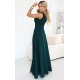 Rochie eleganta lunga verde sticla crapata pe picior Lyanne 3 - jojofashion.ro