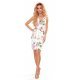 Rochie de zi, de vara, scurta, ecru cu flori multicolore, Kozinne 5 - jojofashion.ro