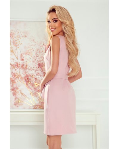 Rochie roz pudrat scuta Kozinne  Rochii scurte, Rochie roz pudrat scuta Kozinne  - jojofashion.ro