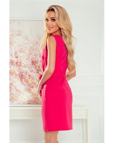 Rochie de vara scurta roz zmeura Kozinne  Rochii de zi, Rochie de vara scurta roz zmeura Kozinne  - jojofashion.ro