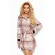Rochie scurta tip camasa bej in carouri Johanna 2 - jojofashion.ro