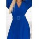 Rochie lunga albastra plisata din chiffon cu maneca lunga vaporoasa Vaneira 7 - jojofashion.ro