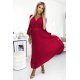 Rochie eleganta plisata lunga, din chiffon burgundy, cu maneca lunga, vaporoasa, Vaneira 2 - jojofashion.ro