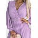 Rochie lunga plisata din chiffon lila cu maneca lunga vaporoasa Vaneira 5 - jojofashion.ro