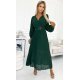 Rochie lunga verde smarald plisata din chiffon cu maneca lunga vaporoasa Vaneira 2 - jojofashion.ro
