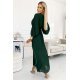 Rochie eleganta plisata lunga, din chiffon verde smarald, cu maneca lunga, vaporoasa, Vaneira 3 - jojofashion.ro