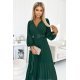 Rochie lunga verde smarald plisata din chiffon cu maneca lunga vaporoasa Vaneira 4 - jojofashion.ro