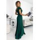 Rochie lunga din glitter verde, petrecuta, crapata pe picior, Cristaliza 3 - jojofashion.ro