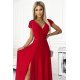 Rochie lunga rosie din glittter petrecuta crapata pe picior Cristaliza 6 - jojofashion.ro