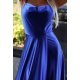 Rochie lunga albastra din satin cu bretele pe spate Arianthe 6 - jojofashion.ro