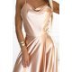 Rochie lunga din satin bej cu bretele pe spate Arianthe 6 - jojofashion.ro