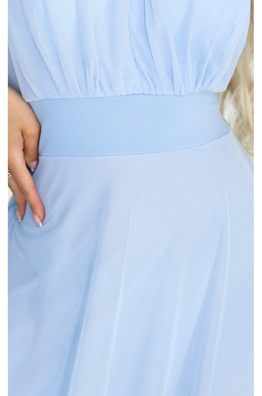 Rochie lunga din tulle baby bleu vaporoasa Selline 5 - jojofashion.ro