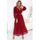 Rochie lunga din vascoza burgundy cu maneca lunga vaporoasa Avani  Rochie lunga din vascoza burgundy cu maneca lunga vaporoasa Avani  2 - jojofashion.ro