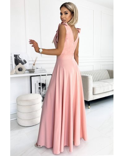 Rochie roz prafuit vaporoasa lunga Soranya Rochii lungi, Rochie roz prafuit vaporoasa lunga Soranya - jojofashion.ro