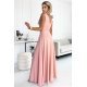 Rochie roz prafuit vaporoasa lunga Soranya 3 - jojofashion.ro