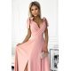 Rochie eleganta lunga, roz prafuit, petrecuta, vaporoasa, Soranya 4 - jojofashion.ro