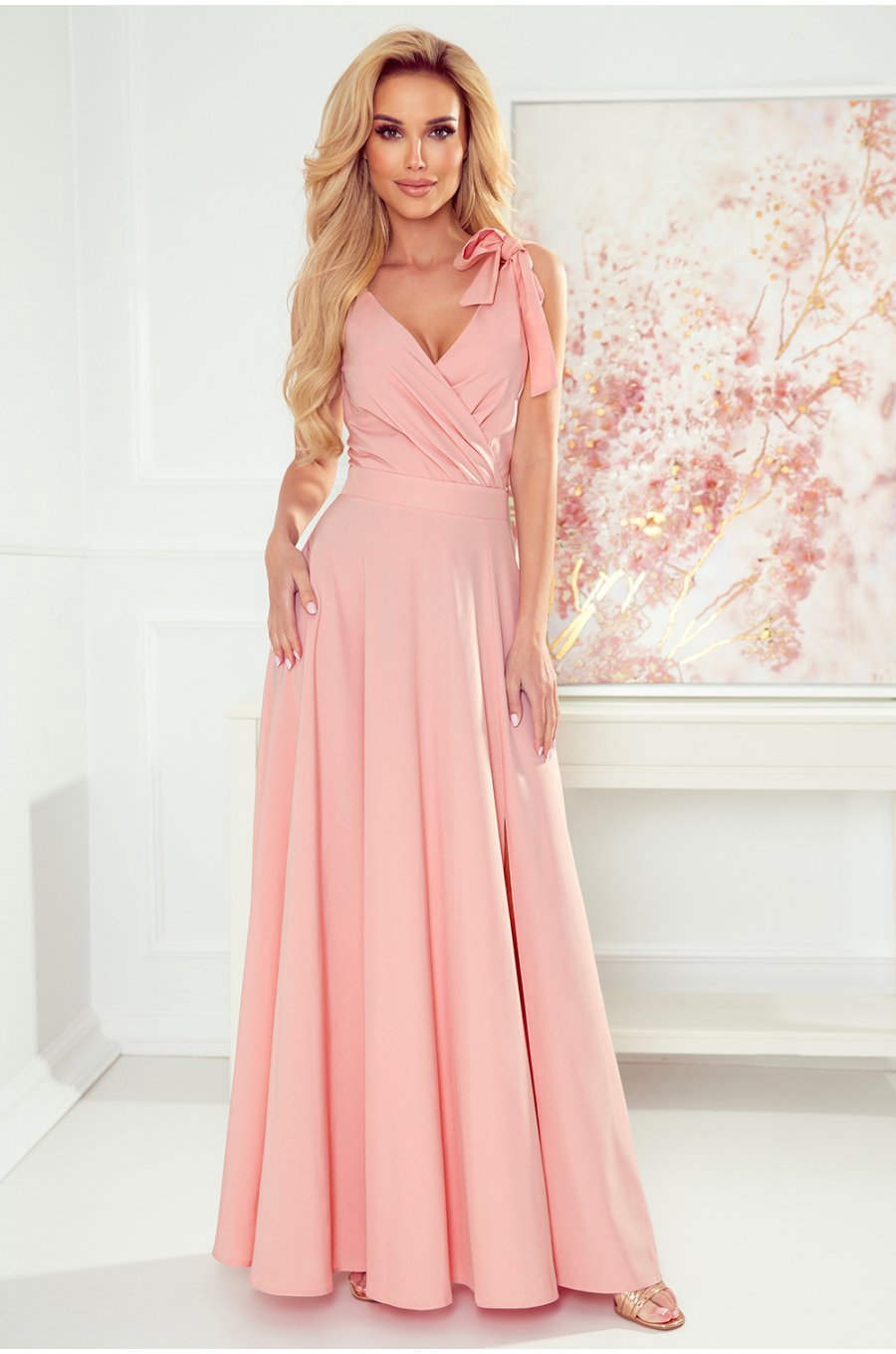 Rochie roz prafuit vaporoasa lunga Soranya 5 - jojofashion.ro