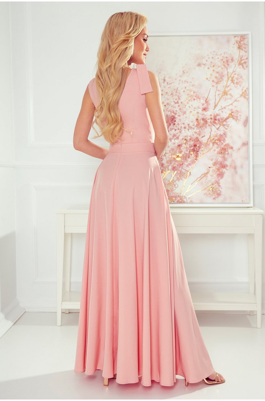 Rochie roz prafuit vaporoasa lunga Soranya 6 - jojofashion.ro