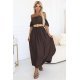 Rochie lunga vascoza maro ciocolata boho cu umerii goi vaporoasa Marlowe 2 - jojofashion.ro