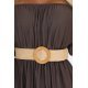 Rochie lunga vascoza maro ciocolata boho cu umerii goi vaporoasa Marlowe 4 - jojofashion.ro