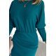 Rochie tricotata midi, din acryl, albastra, mulata, cu maneca lunga, Kamari 6 - jojofashion.ro