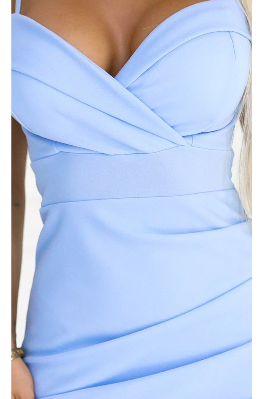 Rochie midi mulata baby blue cu umerii goi CallieN 4 - jojofashion.ro