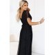 Rochie neagra eleganta lunga din brocard vaporoasa Rusalka 5 - jojofashion.ro
