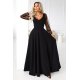 Rochie neagra lunga clasica cu maneca lunga vaporoasa Lorretta 2 - jojofashion.ro