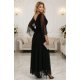 Rochie neagra lunga din brocard vaporoasa cu maneca lunga SheenyN 5 - jojofashion.ro