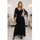 Rochie neagra lunga din brocard vaporoasa cu maneca lunga SheenyN 4 - jojofashion.ro