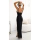 Rochie neagra lunga din satin mulata crapata pe picior Caressa 3 - jojofashion.ro