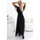 Rochie neagra lunga din tulle petrecuta cu maneca scurta vaporoasa NastiaN 3 - jojofashion.ro