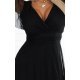 Rochie neagra lunga din tulle petrecuta cu maneca scurta vaporoasa NastiaN 4 - jojofashion.ro