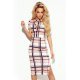 Rochie office midi, cu vascoza, bej, mulata, in carouri, Malkinya 2 - jojofashion.ro