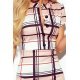 Rochie office midi, cu vascoza, bej, mulata, in carouri, Malkinya 6 - jojofashion.ro