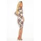 Rochie office eleganta midi, bej, mulata, tip creion, in carouri, Amara 5 - jojofashion.ro