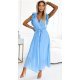 Rochie lunga plisata din chiffon baby blue cu volane vaporoasa Kamra 2 - jojofashion.ro