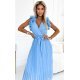 Rochie lunga plisata din chiffon baby blue cu volane vaporoasa Kamra 4 - jojofashion.ro