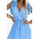 Rochie lunga plisata din chiffon baby blue cu volane vaporoasa Kamra 7 - jojofashion.ro