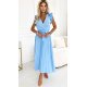 Rochie din voal lunga baby blue plisata cu volane vaporoasa Aleyna 2 - jojofashion.ro
