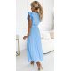 Rochie din voal lunga baby blue plisata cu volane vaporoasa Aleyna 3 - jojofashion.ro