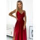 Rochie rosie din satin, lunga, de ocazie, crapata pe picior, Scarlett 6 - jojofashion.ro