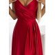 Rochie rosie din satin, lunga, de ocazie, crapata pe picior, Scarlett 7 - jojofashion.ro