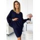 Rochie scurta din glitter bleumarin cu maneca lunga tip liliac Deandra 2 - jojofashion.ro